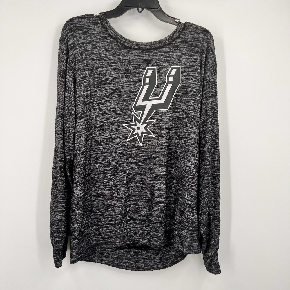 New ERA‎ San Antonio Spurs Black/ Gray Shirt NBA Basketball Long Sleeve Large